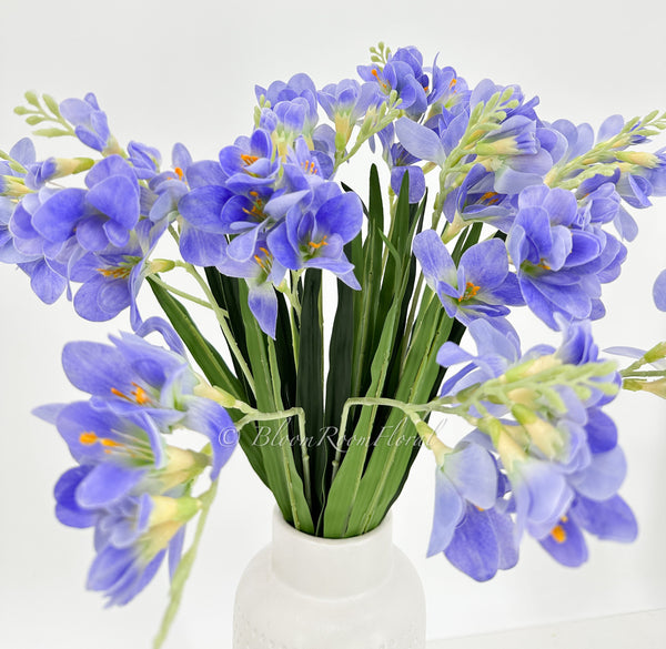 1 Artificial Freesia Real Touch Latex Stem Faux Flowers Floral Centerpiece Wedding Home/Kitchen Hotel Party Decoration DIY Purple