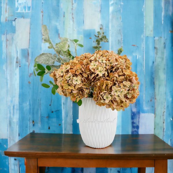 Caramel Dried-Look Large Head Hydrangea | Realistic Luxury Quality Artificial Flower | Wedding/Home Decoration | Gifts Floral Faux H-027
