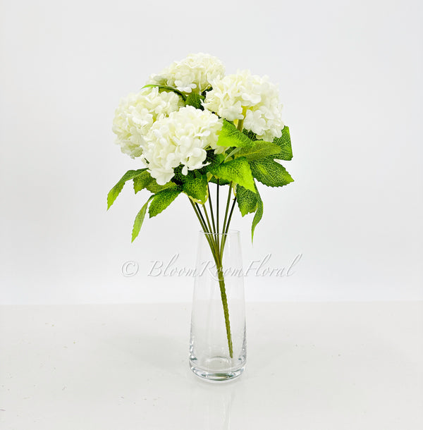 7 stem White Small Head Silk Snowball Hydrangea Bunch Realistic, Faux Artificial Flower | Wedding/Home Decoration Gifts  Floral Faux H-037