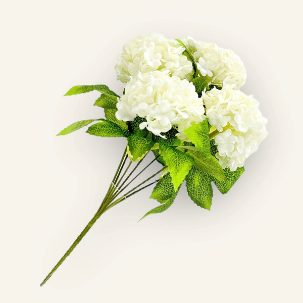 7 stem White Small Head Silk Snowball Hydrangea Bunch Realistic, Faux Artificial Flower | Wedding/Home Decoration Gifts  Floral Faux H-037