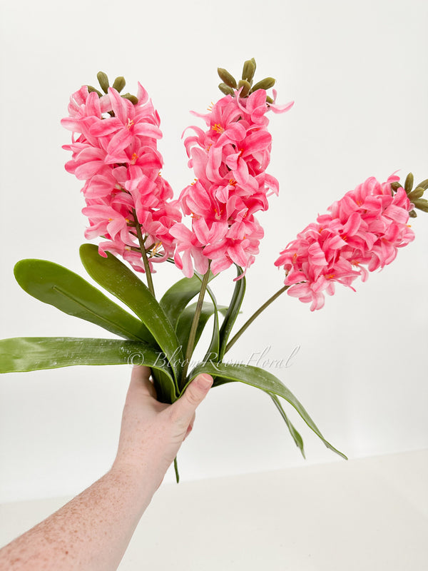 1 Artificial Hyacinth Real Touch Latex Stem Faux Flowers Floral Centerpiece Wedding Home/Kitchen Hotel Party Decoration DIY HotPink