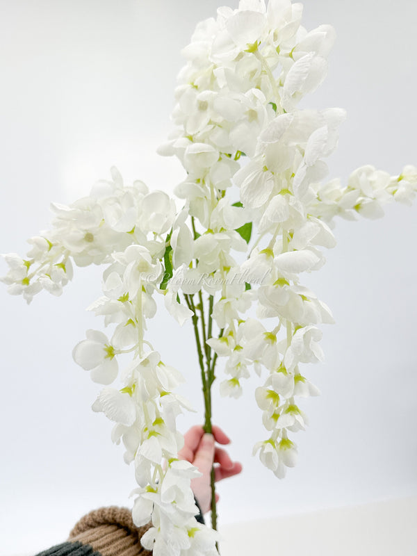 32&quot; White Wisteria Bunch/Wedding/Home Decoration | Gifts Decor Floral Silk Flowers, Artificial Spray for Home Office, Long Realistic Bouquet