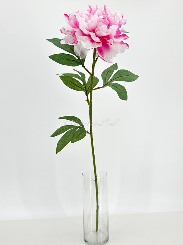 Pink/White Ombré Peony Stem |Extremely Realistic High-Quality Artificial Kitchen/Wedding/Home Decoration Gift French Floral Flower Bouquet