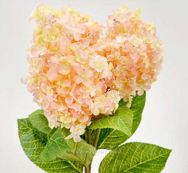 35” Cone Hydrangea Stem Realistic Luxury High Quality Artificial Flower Wedding/Home Decoration Gifts Decor Silk Floral Flowers Peach H-013