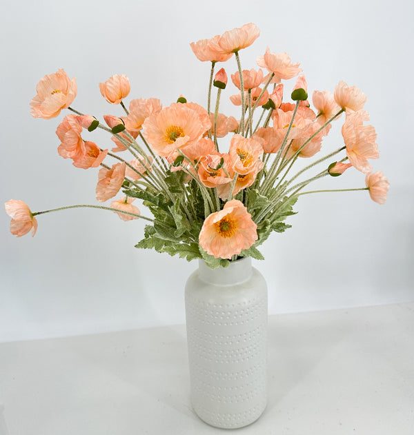 Baby Pink Poppy Stem | 23&quot; Tall Luxury Quality Artificial Flower | Wedding/Home Decoration | Gifts Decor | Floral Faux Floral Peach