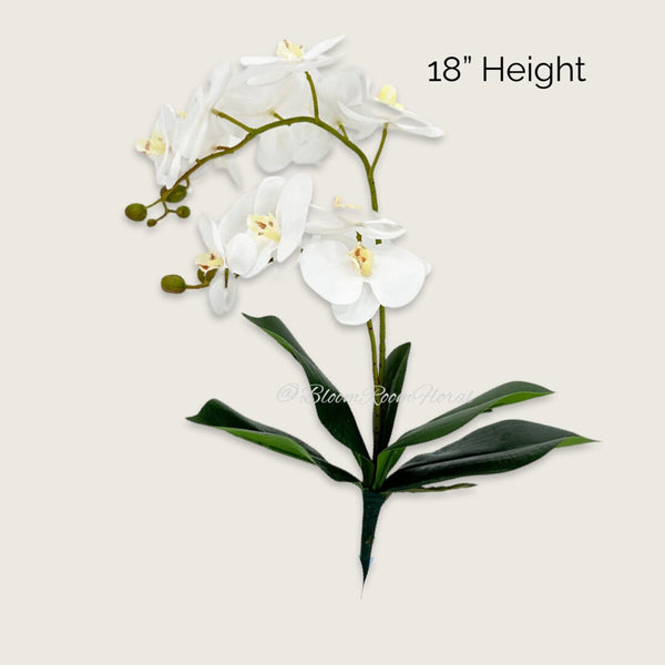 18” White Orchid Stem Artificial Flowers, Faux Fake Floral Branches, Real Touch Orchid Realistic Home Wedding Kitchen Decor Spring