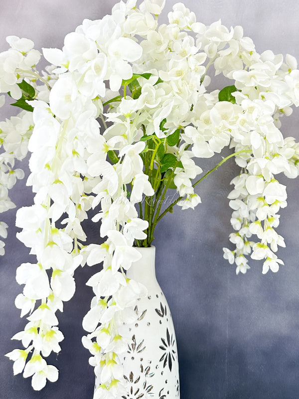 32&quot; White Wisteria Bunch/Wedding/Home Decoration | Gifts Decor Floral Silk Flowers, Artificial Spray for Home Office, Long Realistic Bouquet