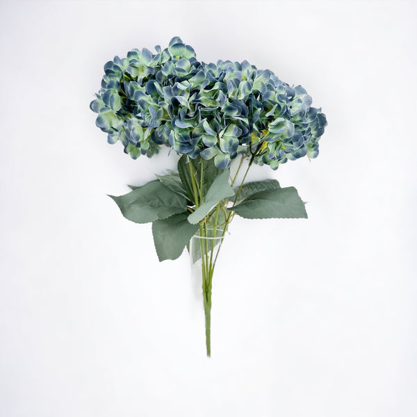 5 stem Blue Large Head Silk Hydrangea Bunch Realistic Luxury Quality Artificial Flower | Wedding/Home Decoration Gifts | Floral Faux H-033