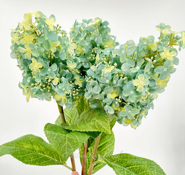 35” Cone Hydrangea Stem Realistic Luxury High Quality Artificial Flower Wedding/Home Decoration Gifts | Decor Silk Floral Blue/Yellow H-016