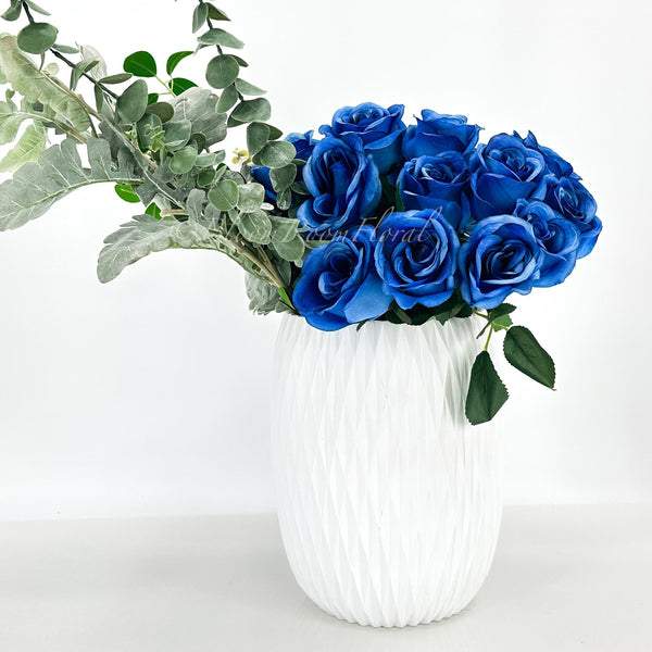 Blue Rose Bouquet, 17&quot; Tall High Quality Artificial Faux Flower Wedding/Home Decoration Gifts Decor Silk Flowers Bouquet, DIY Florals