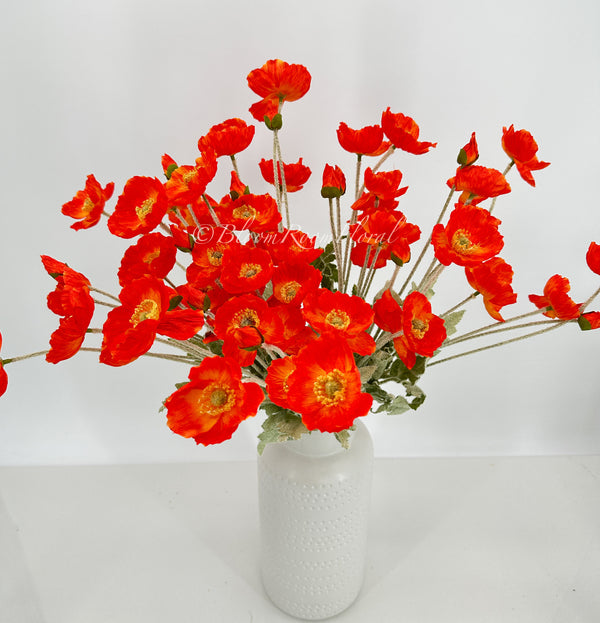 Tiger Red Poppy Stem | 23&quot; Tall Luxury Quality Artificial Flower | Wedding/Home Decoration | Gifts Decor | Floral Faux Floral