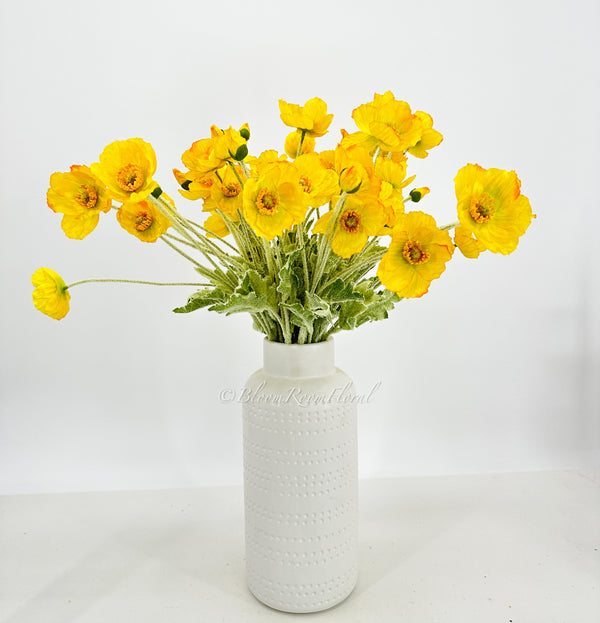 Yellow Poppy Stem | 23&quot; Tall Luxury Quality Artificial Flower | Wedding/Home Decoration | Gifts Decor | Floral Faux Floral