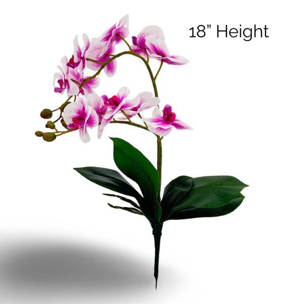 18” Pink Ombre Orchid Stem Artificial Flowers, Faux Fake Floral Branches, Real Touch Orchid Realistic Home Wedding Kitchen Decor Spring