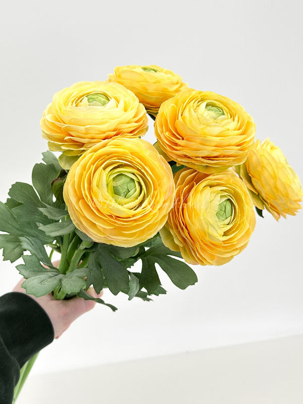 Yellow Ranunculus High-Quality Artificial Flower Stem | Wedding/Home Decoration Gifts | Decor | Floral, Silk Artificial Flower, Craft Supply