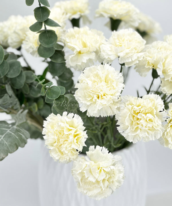 19&quot; Cream Carnation Silk Flower Stem Faux Flower Floral Centerpiece Accessories Wedding Home Kitchen Hotel Party Decoration DIY