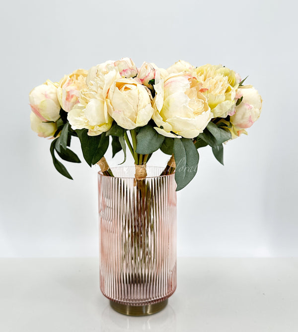 14&quot; Cream Peony Rose Bouquet | Extremely Realistic Luxury Quality Artificial Kitchen/Wedding/Home Decoration Gifts French Floral Flower