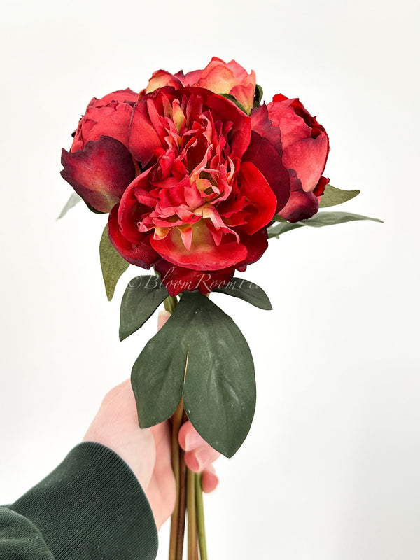 14&quot; Red 7 Stem Peony Rose Bouquet |  Realistic high Quality Artificial Flowers’s  Kitchen/Wedding/Home Decoration Gifts French Floral Flower