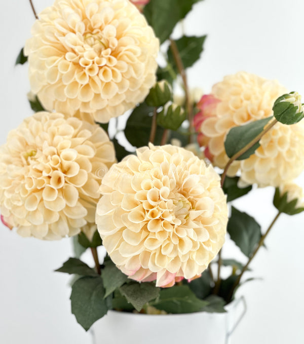 31&quot; Cream Palmares Dahlia Silk | Extremely Realistic Luxury Quality Artificial Flower | Wedding/Home Decoration | Gifts Decor | Floral D-009