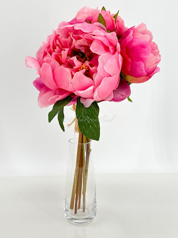 5 Stem Pink Peony Silk Bouquet Artificial Flower Wedding/Home Decoration | Gifts | Decor Floral, Centerpiece, Faux Flowers Arrangement