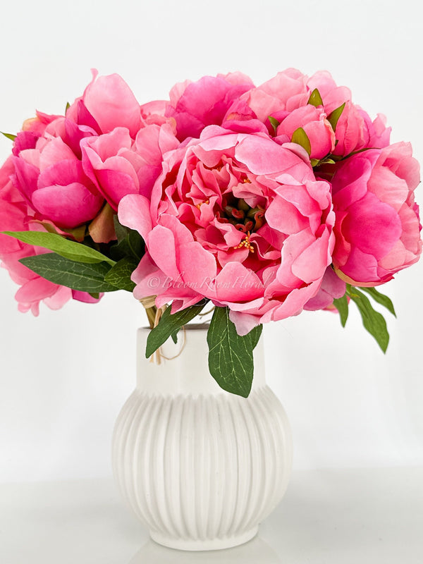 5 Stem Pink Peony Silk Bouquet Artificial Flower Wedding/Home Decoration | Gifts | Decor Floral, Centerpiece, Faux Flowers Arrangement