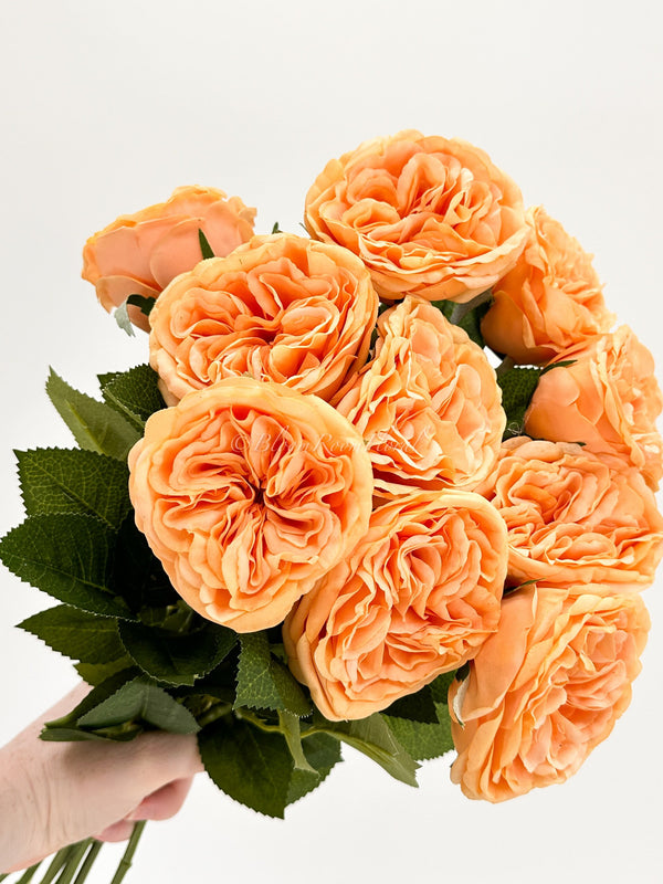 Real Touch Orange English Rose | 23&quot; Tall Luxury Quality Artificial Flower | Wedding/Home Decoration | Gift Decor | Floral Faux Floral R-040