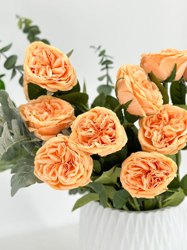 Real Touch Orange English Rose | 23&quot; Tall Luxury Quality Artificial Flower | Wedding/Home Decoration | Gift Decor | Floral Faux Floral R-040