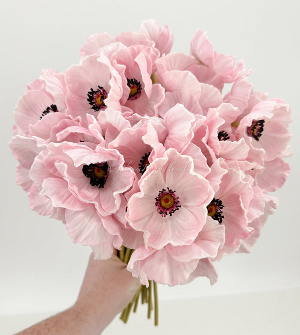 5 Stem Pink Poppy Bunch | 12&quot; Tall Luxury Real Touch Quality Artificial Flower | Wedding/Home Decoration | Gifts Decor | Floral Faux Floral