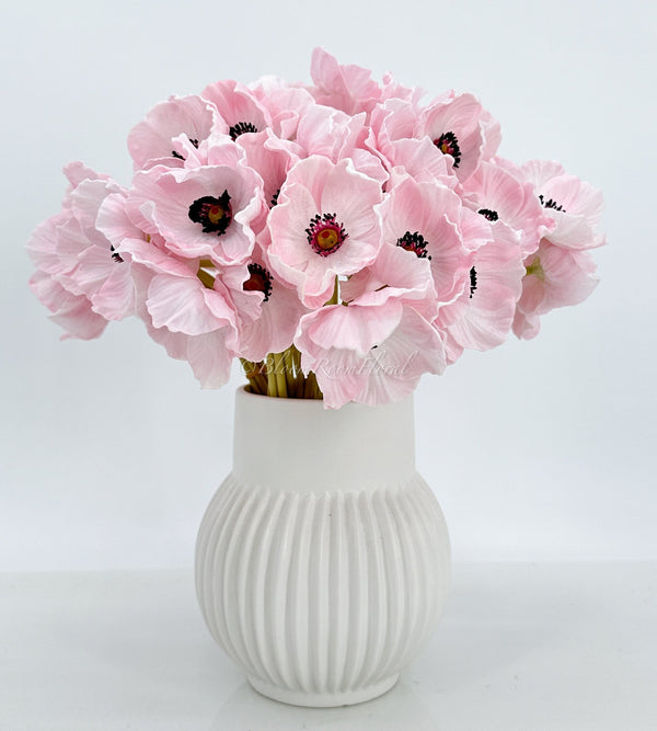 5 Stem Pink Poppy Bunch | 12&quot; Tall Luxury Real Touch Quality Artificial Flower | Wedding/Home Decoration | Gifts Decor | Floral Faux Floral