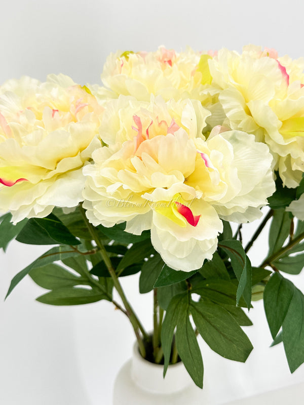 Yellow Peony Silk Stem |Extremely Realistic High-Quality Artificial Kitchen/Wedding/Home Decoration Gift French Floral Flower Bouquet