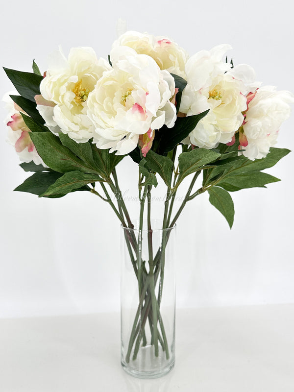White Peony Silk Stem | Extremely Realistic High-Quality Artificial Kitchen/Wedding/Home Decoration Gift French Floral Flower Bouquet