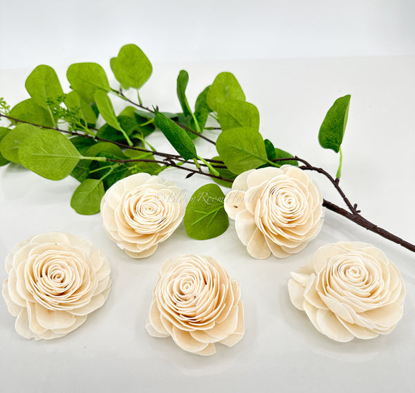 Wooden Blooming Rose Flowers - Set of 5 | Natural Wooden Flowers | Wood Flowers | Wood Flowers | Craft Flowers | Wedding Decor | Faux Flower