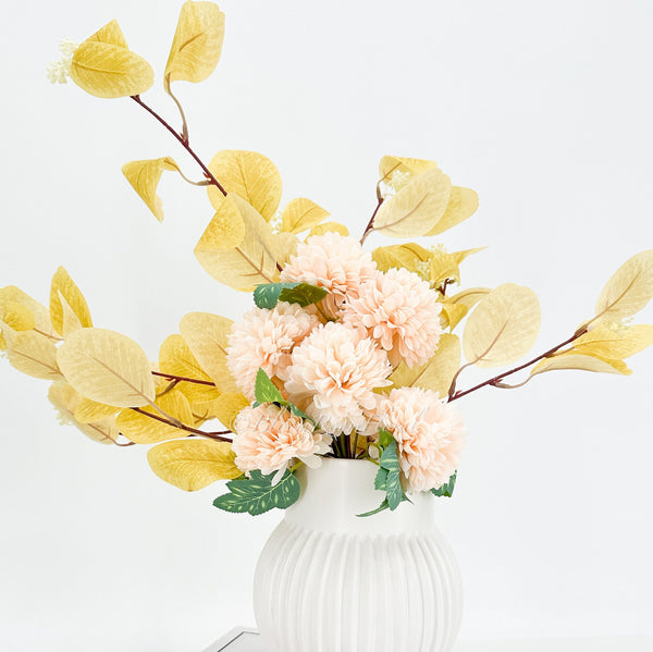 Pink Yellow Hydrangea Leaf/Thistle Silk Bouquet Artificial Flower Wedding/Home Decoration Gifts Decor Floral, Centerpiece, Arrangement B-008