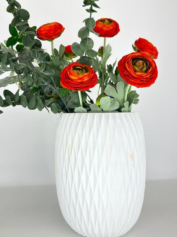 Orange Ranunculus High-Quality Artificial Silk Flower Stem | Wedding/Home Decoration Gifts | Decor | Floral, Artificial Flower, Craft Supply