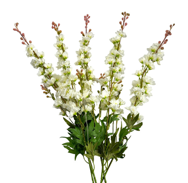 31&quot; White Delphinium/Wedding/Home Decoration | Gifts Decor Floral Silk Flower, Artificial Spray for Home Office, Long Realistic Stem