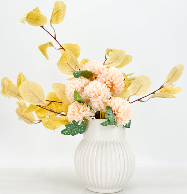 Pink Yellow Hydrangea Leaf/Thistle Silk Bouquet Artificial Flower Wedding/Home Decoration Gifts Decor Floral, Centerpiece, Arrangement B-008