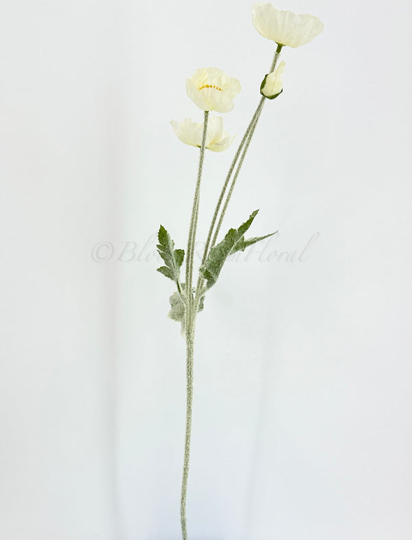 White Poppy Stem | 23&quot; Tall High Quality Artificial Flower | Wedding/Home Decoration | Gifts Decor | Floral Faux Floral, Poppy Stem