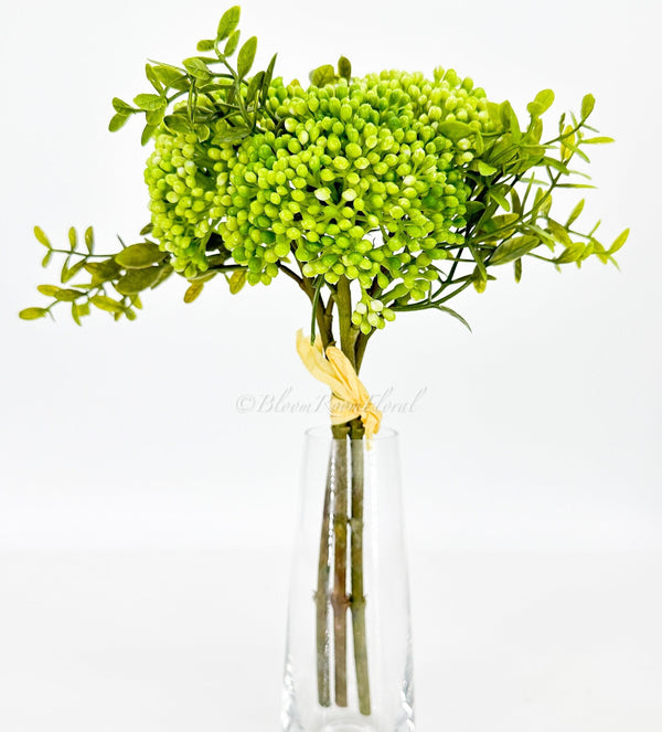 3 stems Dark Green Berry Fruit Stem, Artificial Filler, High-Quality Realistic Kitchen/Wedding/Home Decoration Gift Decor Floral