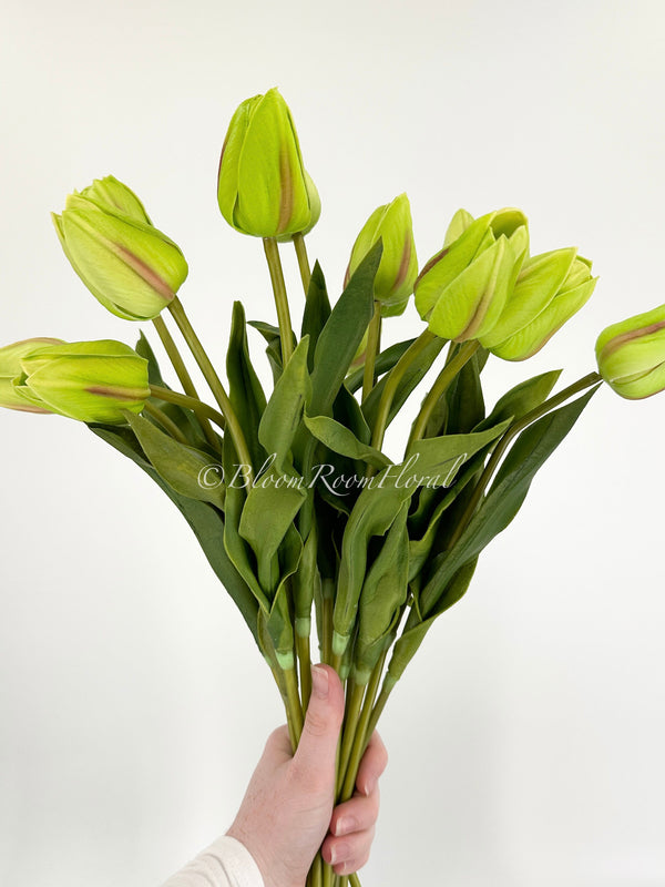 18&quot; Light Green Real Touch Silicone Tulip | Realistic High Quality Artificial Flower | Wedding/Home Decor| Decoration | Floral Birthday Gift