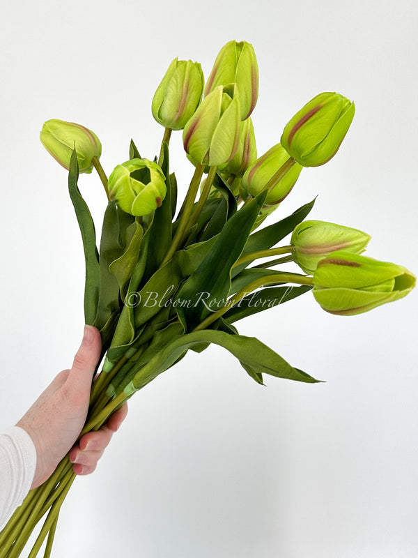 18&quot; Light Green Real Touch Silicone Tulip | Realistic High Quality Artificial Flower | Wedding/Home Decor| Decoration | Floral Birthday Gift