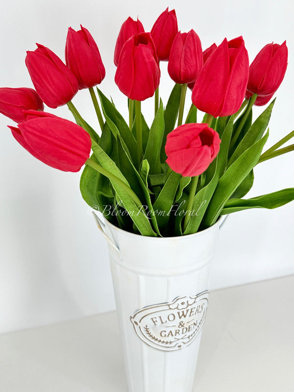 18&quot; Red Real Touch Silicone Tulip | Realistic High Quality Artificial Flower | Wedding/Home Decoration | Decor | Floral Birthday Gift