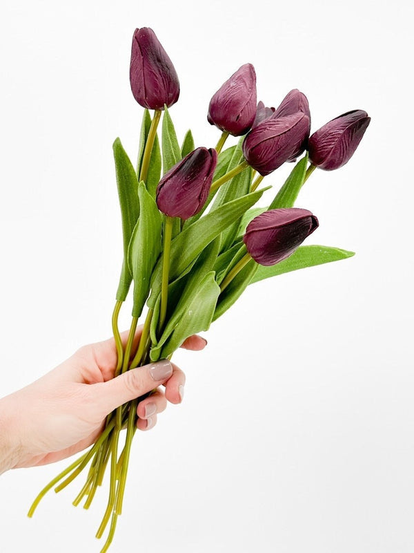 10 Stems Real Touch Tulips Stems, Artificial Flower Realistic Luxury Quality Faux Floral, Wedding/Home Gifts Decor Floral Craft Tulip Flower