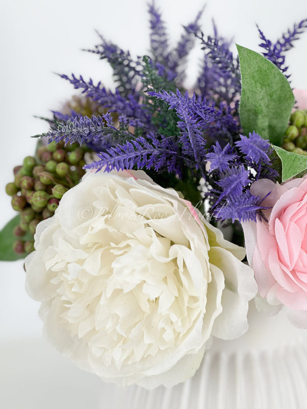 Pink Ranunculus White Peony Green Berry Bouquet Artificial Flower Wedding/Home Decoration | Decor Floral, Centerpiece,  DYI Purple Lavender