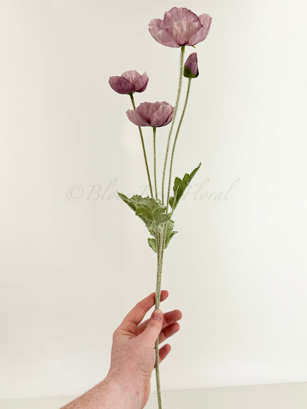 Puce Poppy Stem | 23&quot; Tall High Quality Artificial Flower | Wedding/Home Decoration | Gifts Decor | Floral Faux Floral, Poppy Stem