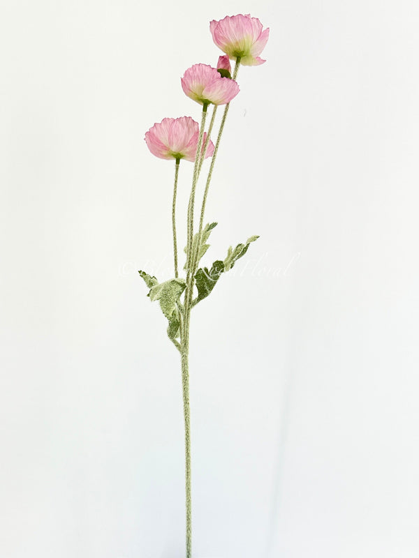 Bubblegum Pink Poppy Stem | 23&quot; Tall High Quality Artificial Flower | Wedding/Home Decoration | Gifts Decor | Floral Faux Floral, Poppy