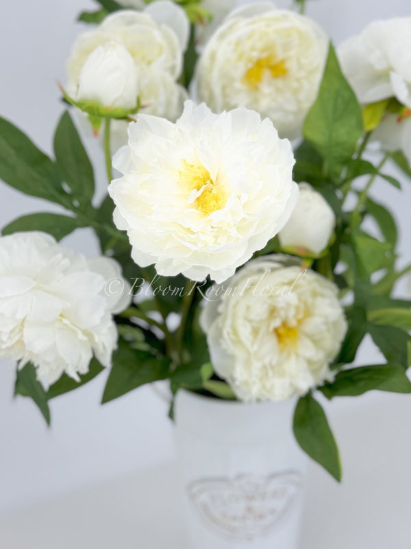 White Moutan Silk Peony Stem Realistic High-Quality Artificial Kitchen/Wedding/Home Decoration Gift French Floral Flower Craf Bouquet P-015