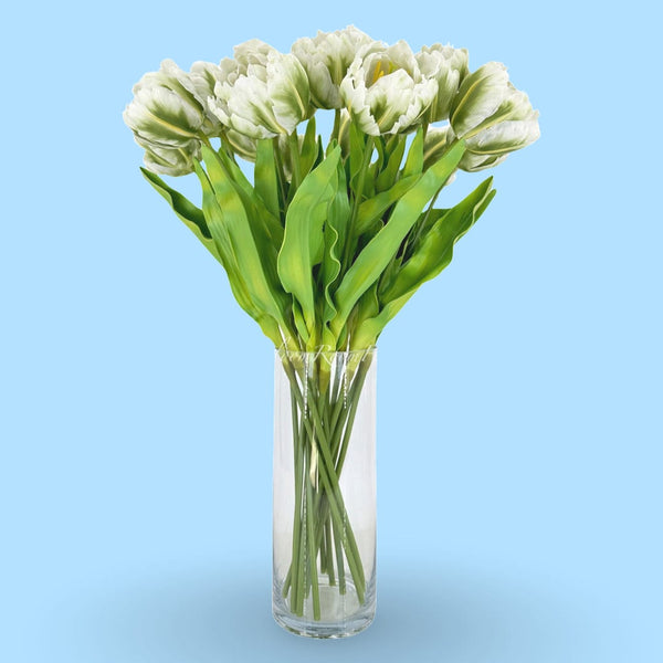 24&quot; White/Green Parrot Tulip | Realistic Luxury Quality Artificial Flower | Wedding/Home Decoration | Decor | Floral Tulip bouquet, Gift