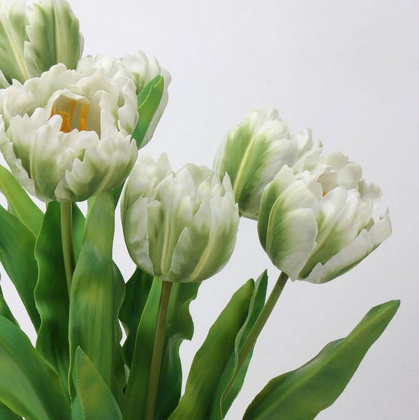 24&quot; White/Green Parrot Tulip | Realistic Luxury Quality Artificial Flower | Wedding/Home Decoration | Decor | Floral Tulip bouquet, Gift