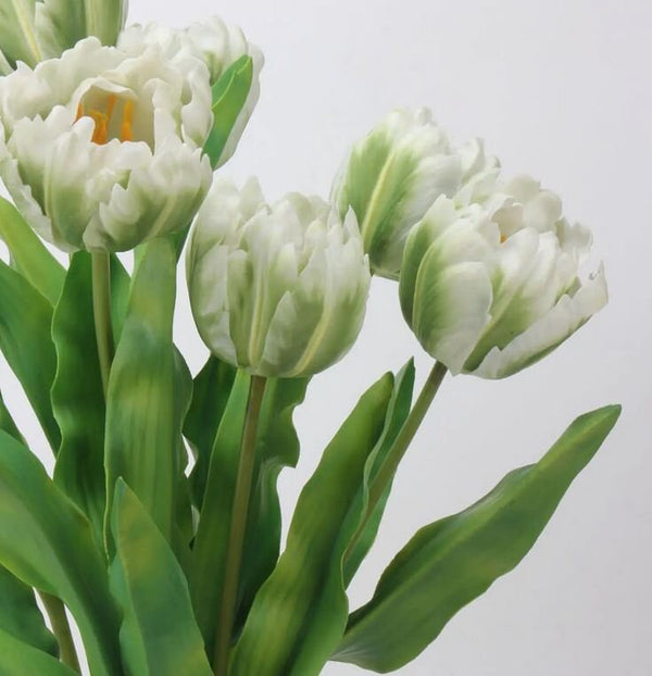 24&quot; White/Green Parrot Tulip | Realistic Luxury Quality Artificial Flower | Wedding/Home Decoration | Decor | Floral Tulip bouquet, Gift