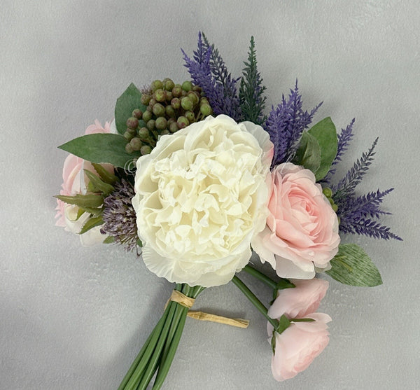 Pink Ranunculus White Peony Green Berry Bouquet Artificial Flower Wedding/Home Decoration | Decor Floral, Centerpiece,  DYI Purple Lavender