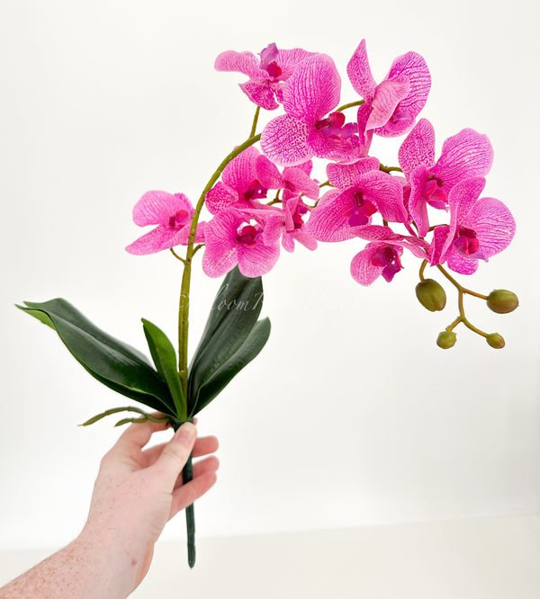 18” Pink Orchid Stem Artificial Flowers, Faux Fake Floral Branches, Real Touch Orchid Realistic Home Wedding Kitchen Decor Spring